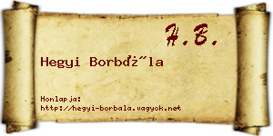 Hegyi Borbála névjegykártya